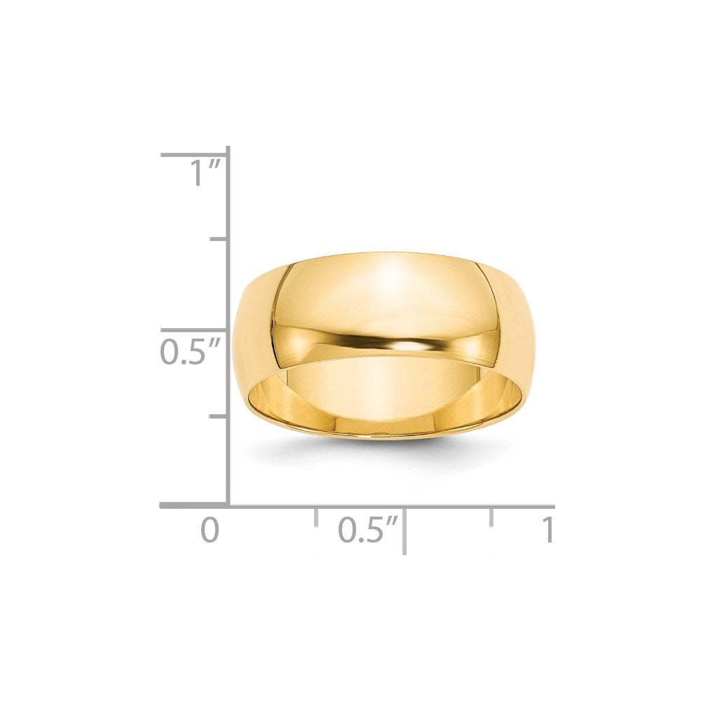 14KY 8mm LTW Half Round Band