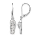Sterling Silver Rh-plated Polished White Crystal Flip Flop Dangle Earrings
