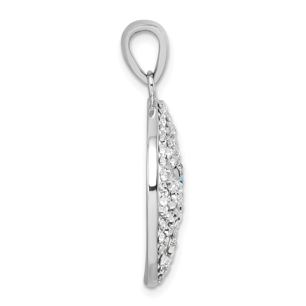 Sterling Silver Rhodium-Plated Polished Crystal Sand Dollar Pendant