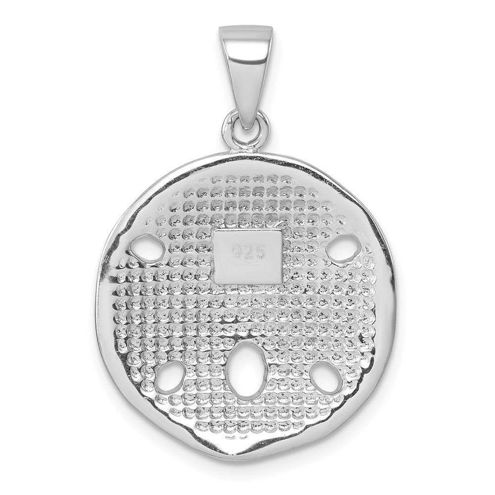 Sterling Silver Rhodium-Plated Polished Crystal Sand Dollar Pendant