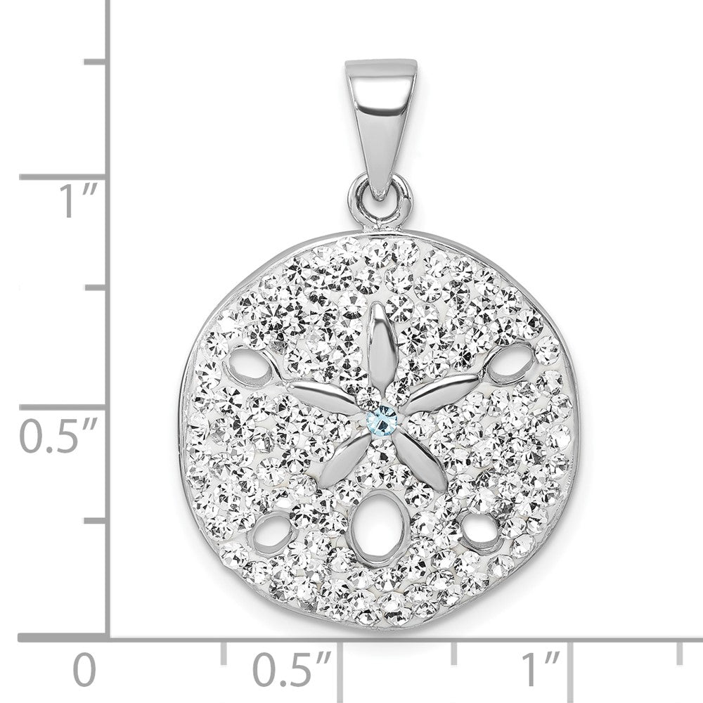 Sterling Silver Rhodium-Plated Polished Crystal Sand Dollar Pendant