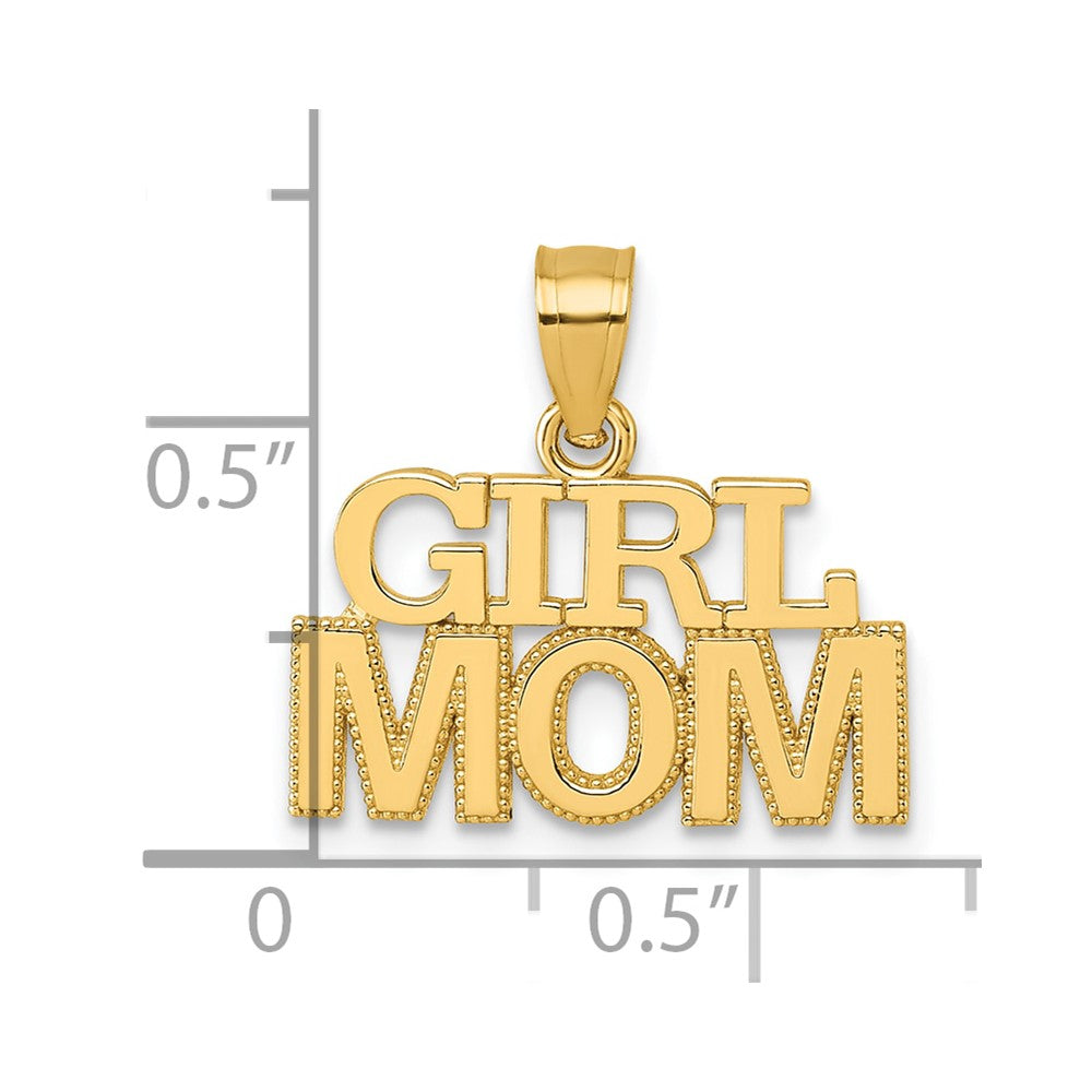 14k Polished GIRL MOM Pendant