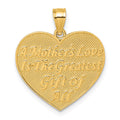 14k Polished and Textured Flower Rose Mother's Love Heart Pendant