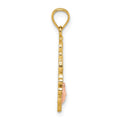 14k Two-tone & White Rhodium Polished Grandma Rose Oval Pendant