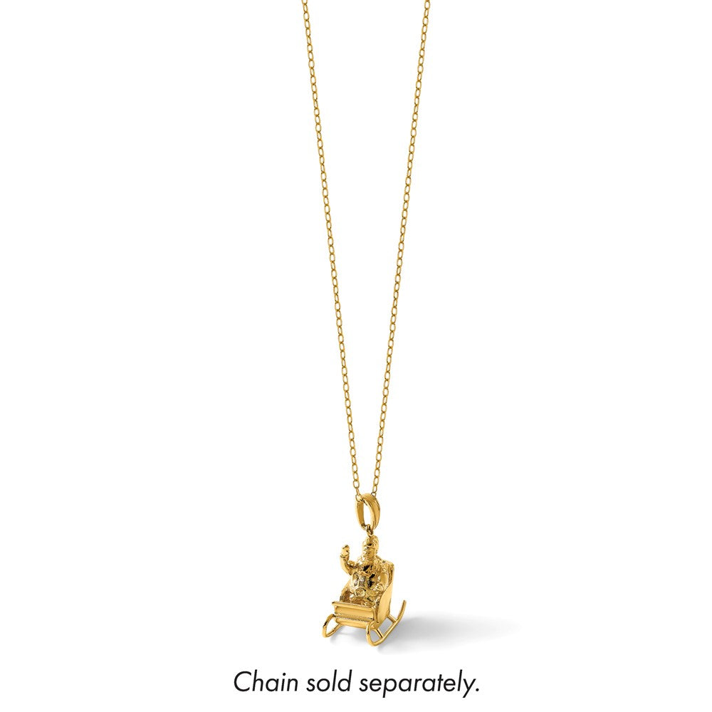 14k Polished 3-D Santa In Sleigh Waving Charm