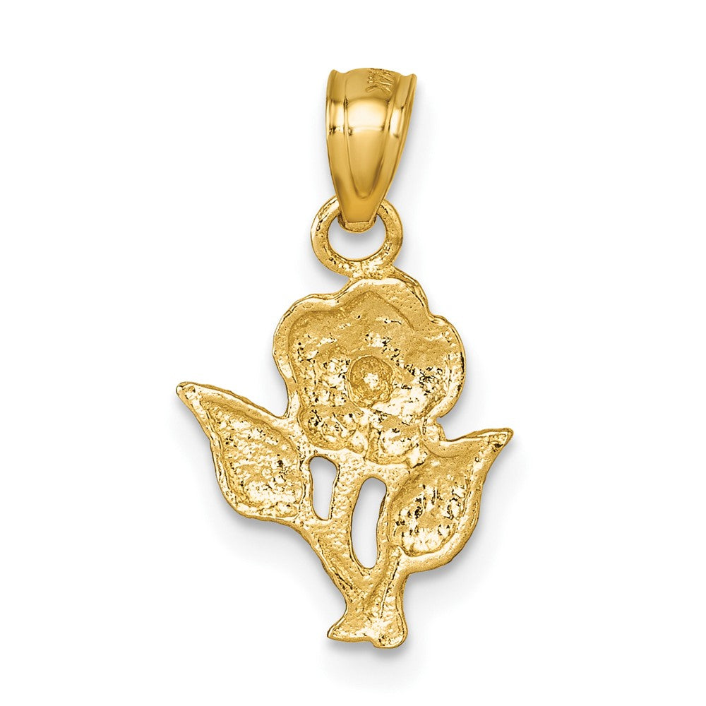 14k Polished Diamond-cut Rose Pendant