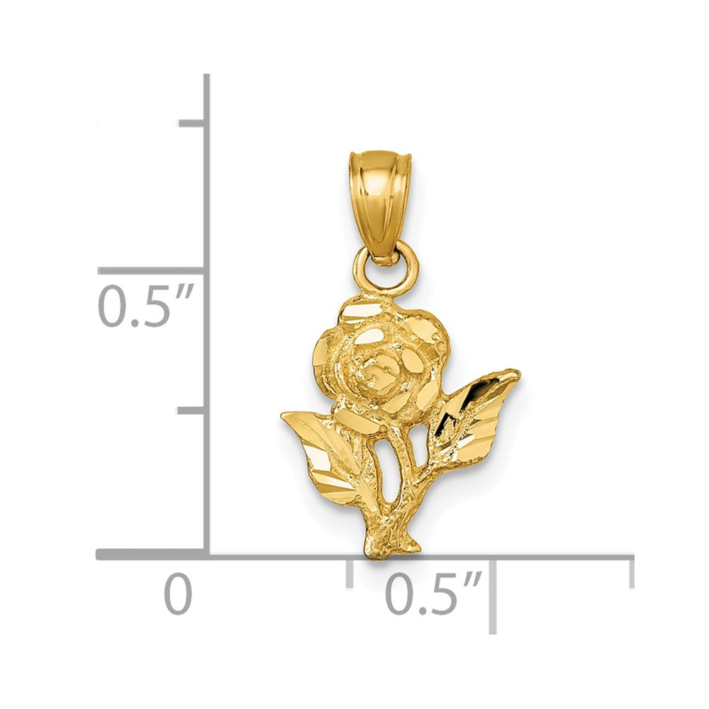 14k Polished Diamond-cut Rose Pendant