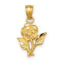 14k Polished Diamond-cut Rose Pendant