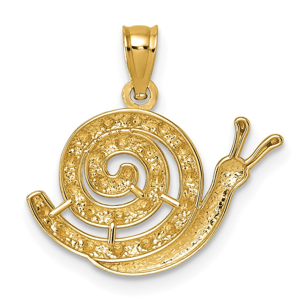 14k Polished Textured and D/C Snail Pendant