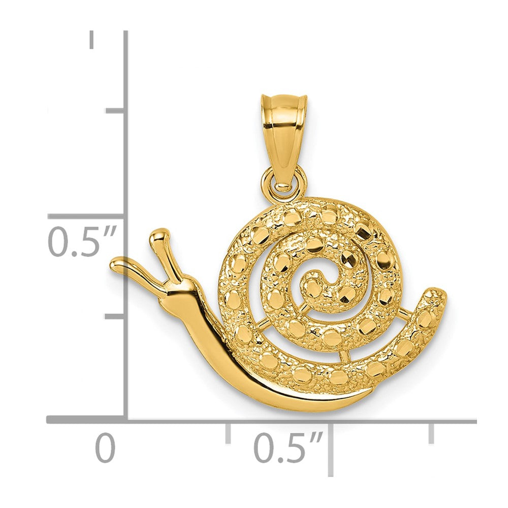 14k Polished Textured and D/C Snail Pendant
