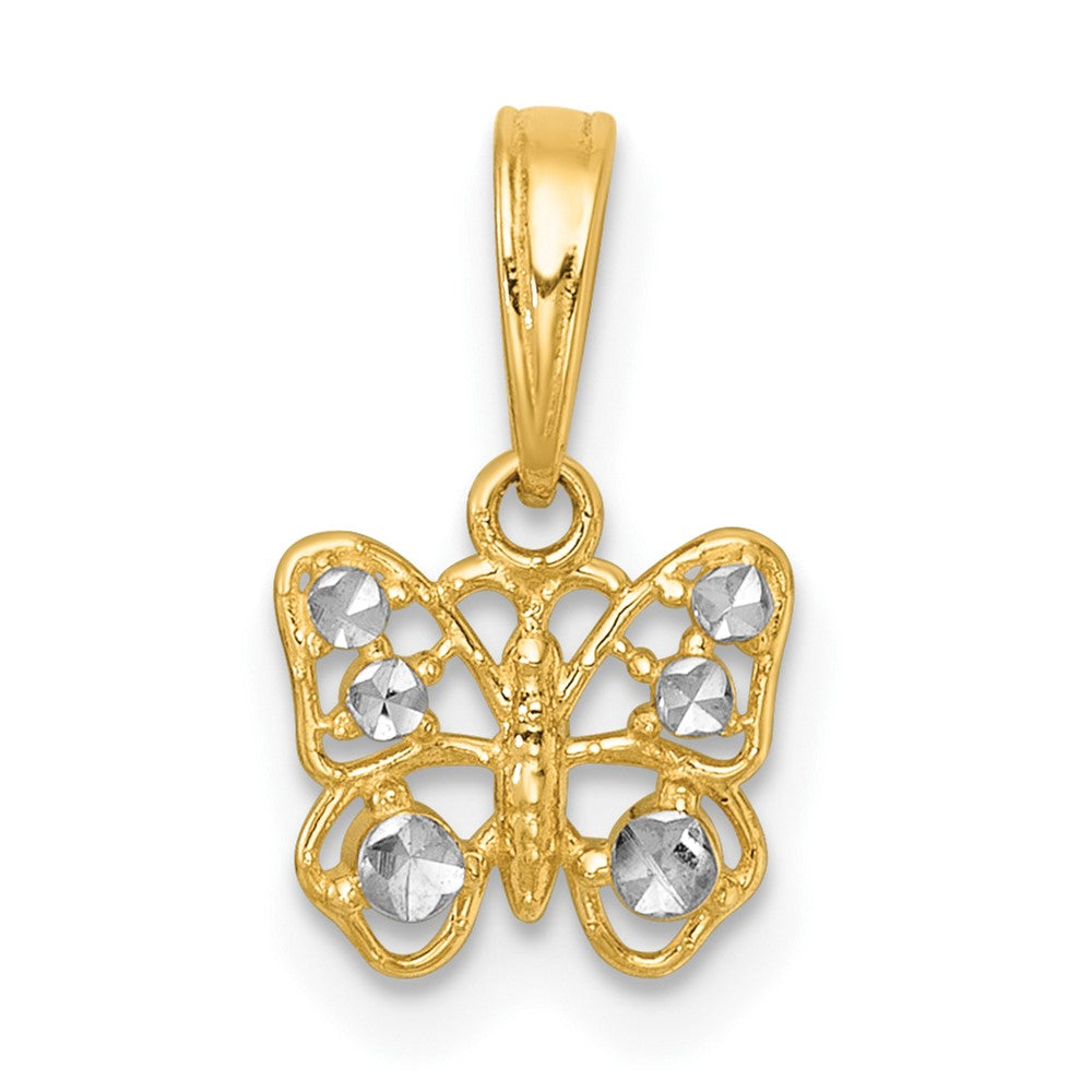 14k with White Rhodium Polished Butterfly Charm