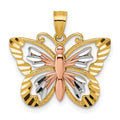 14k Two-tone with White Rhodium D/C Polished Butterfly Pendant