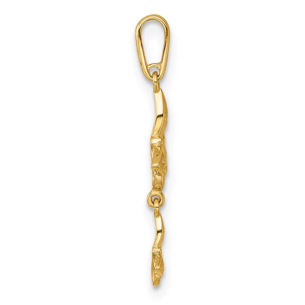 14k Polished Double Butterfly Moveable Dangle Pendant