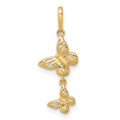 14k Polished Double Butterfly Moveable Dangle Pendant