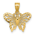 14k Polished and Diamond Cut Polished Butterfly Pendant