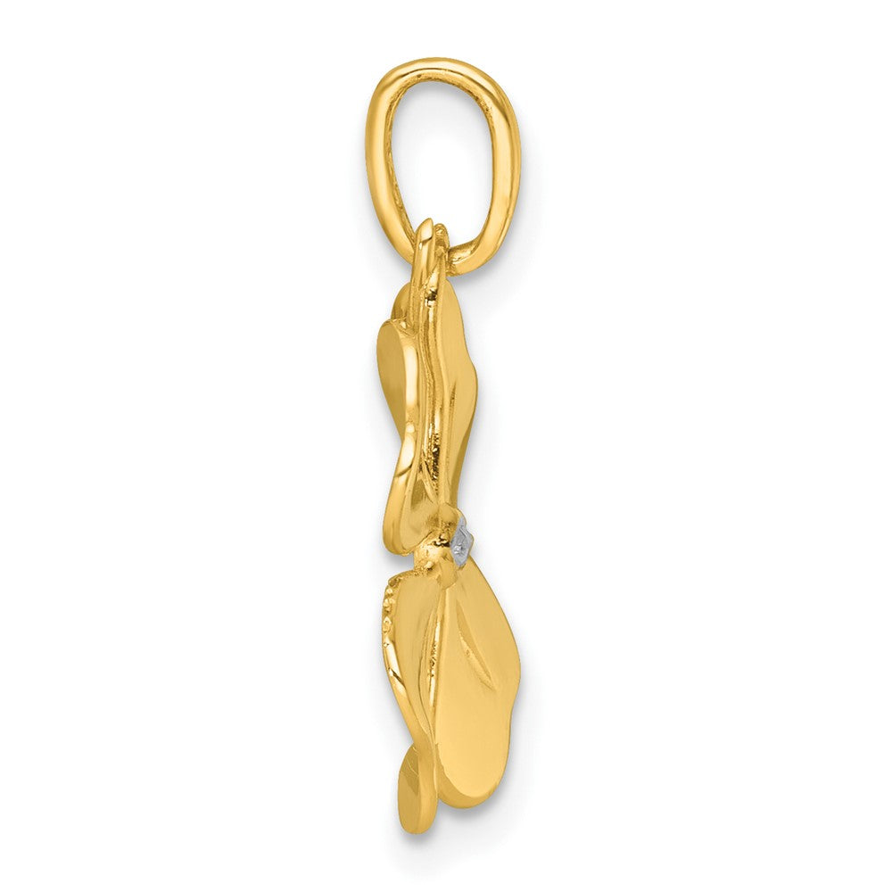 14k with White Rhodium Polished 4 Leaf Clover Charm