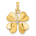 14k with White Rhodium Polished 4 Leaf Clover Charm