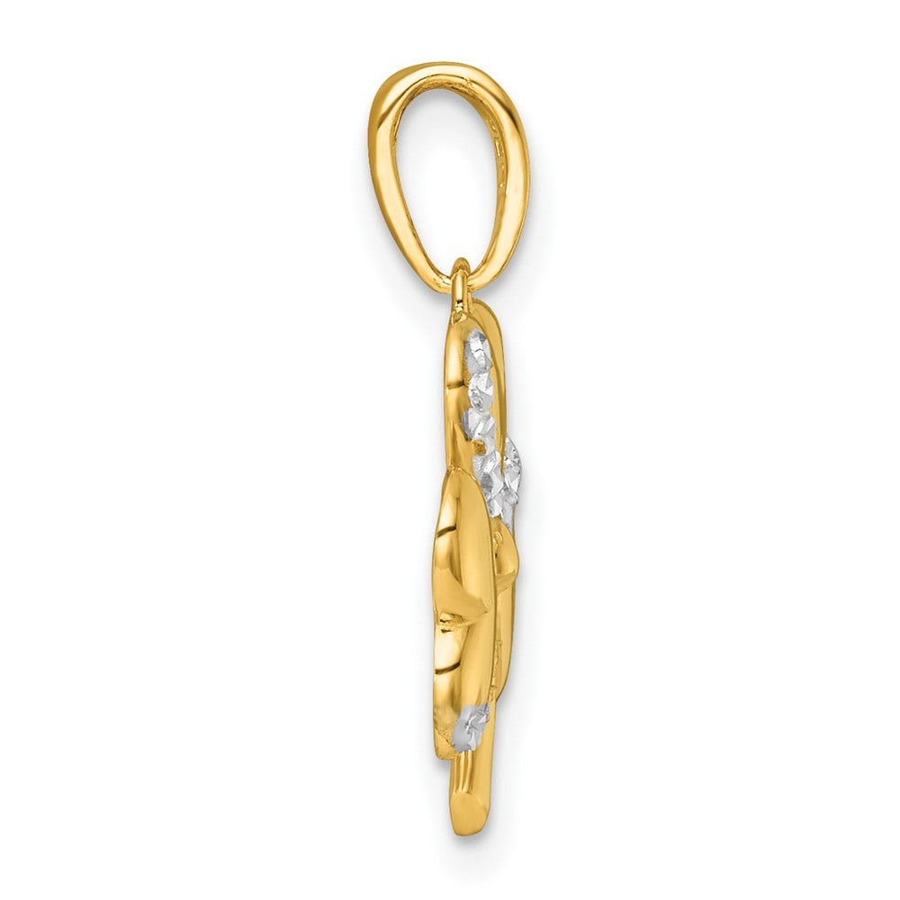 14k with White Rhodium Polished 3 Leaf Clover Charm