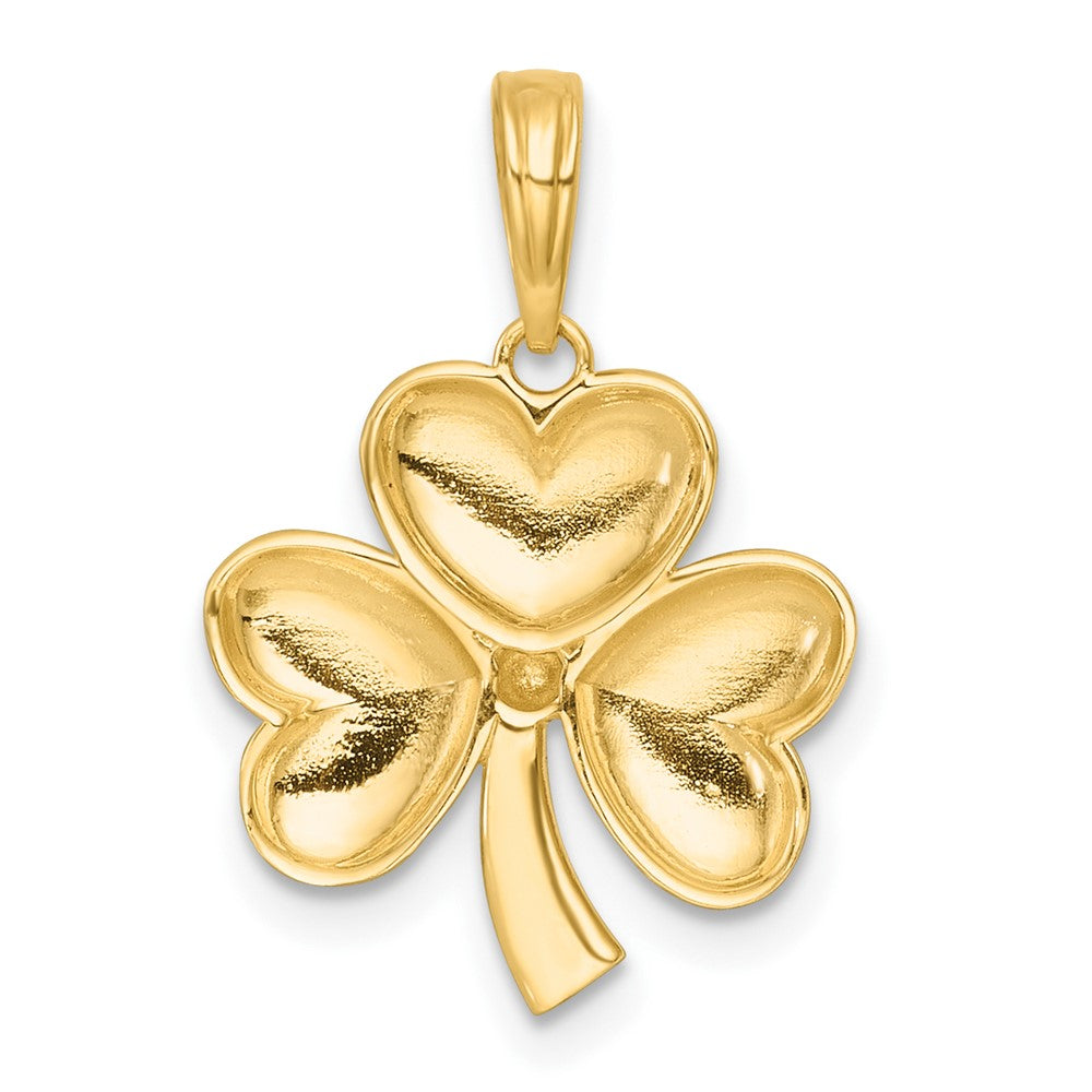 14k with White Rhodium Polished 3 Leaf Clover Charm