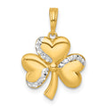 14k with White Rhodium Polished 3 Leaf Clover Charm