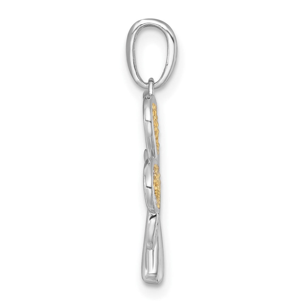 14k with White Rhodium Polished Fancy 3 Leaf Clover Charm