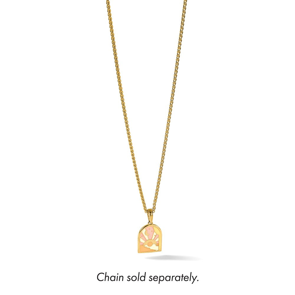 14k Polished Multi Color Enamel Sunset and Moon Charm