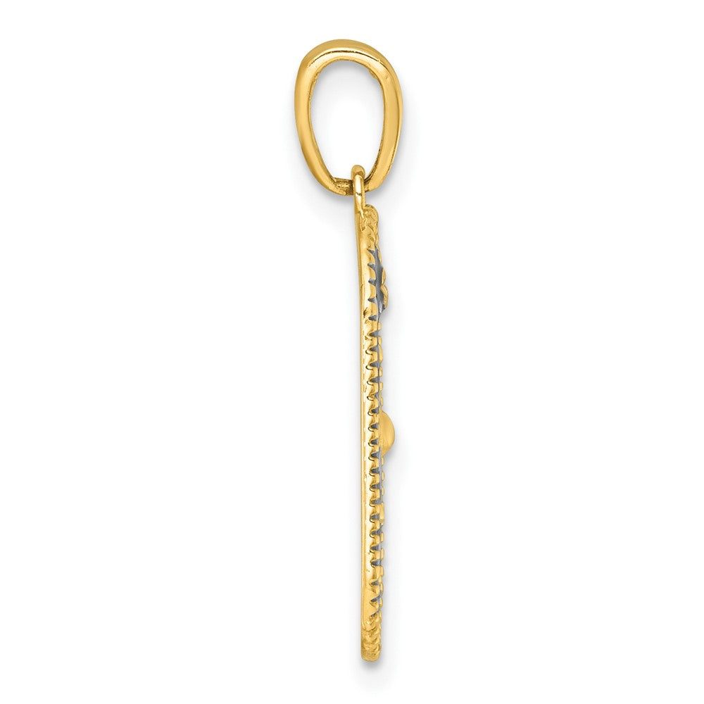 14k with White Rhodium Polished Enamel Sun And Moon Charm