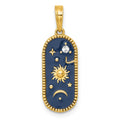 14k with White Rhodium Polished Enamel Sun And Moon Charm