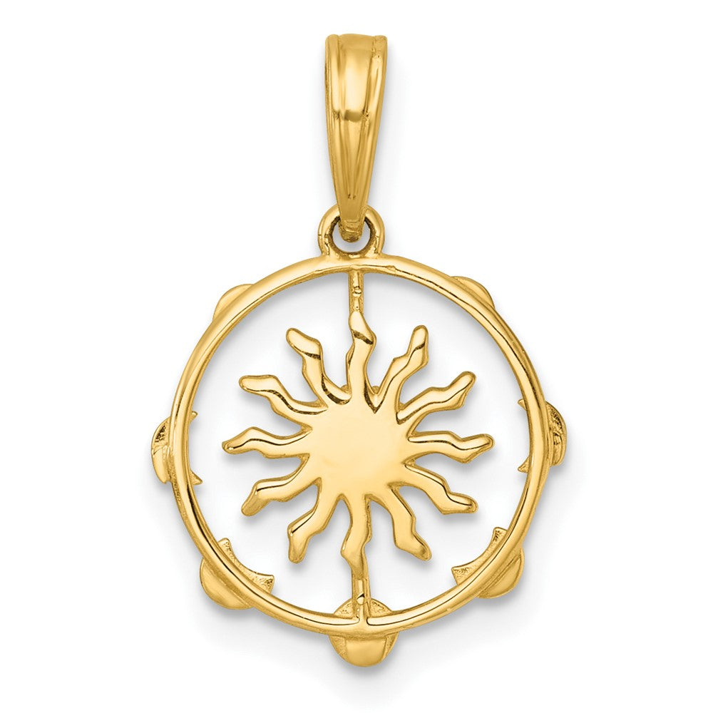 14k with White Rhodium Polished Sun With Moon Cycle Charm