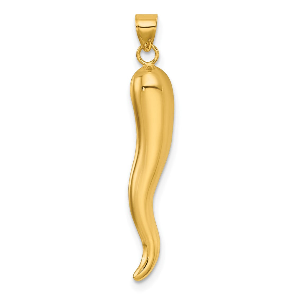 14k Polished Hollowed Italian Horn Pendant