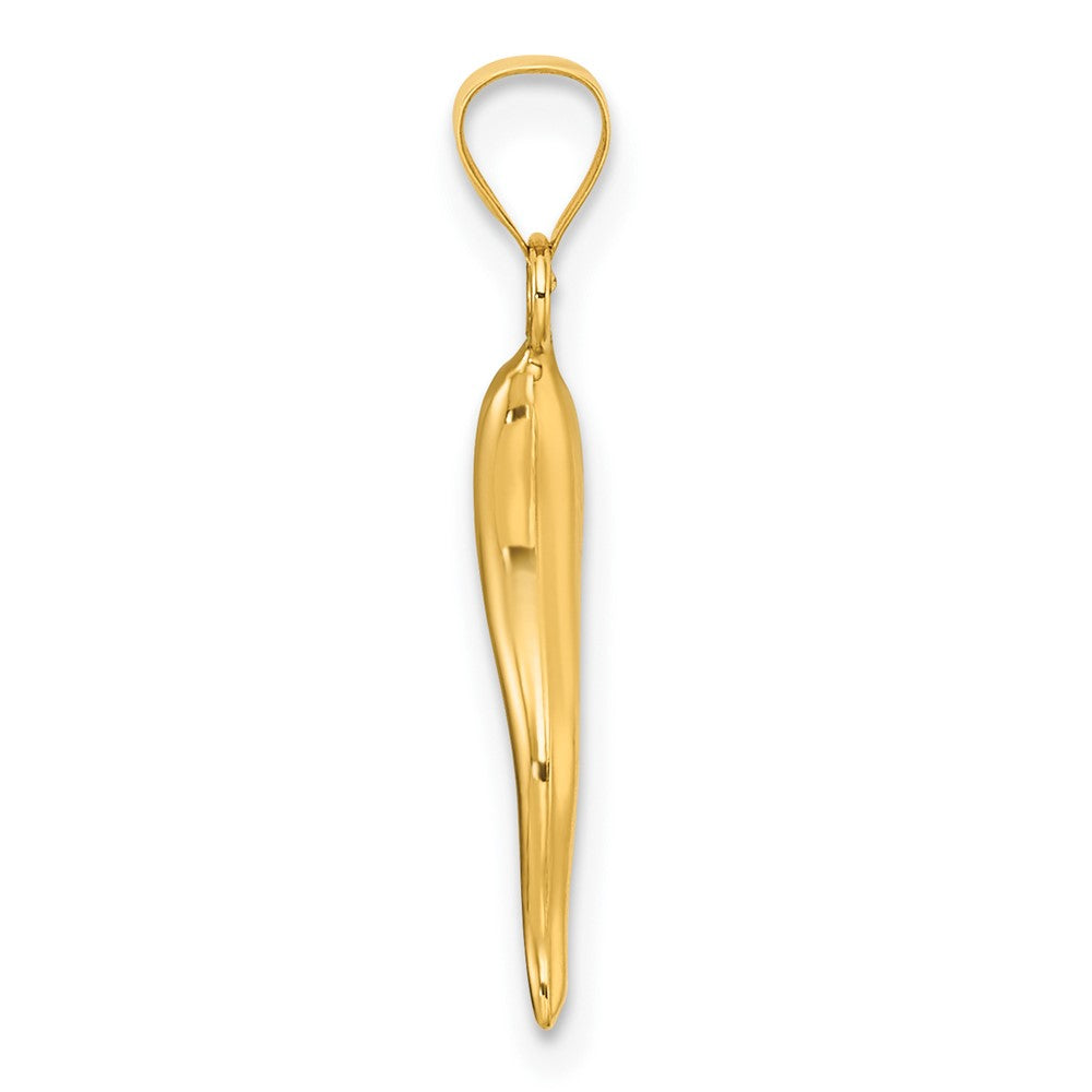 14k Polished Hollowed Italian Horn Pendant