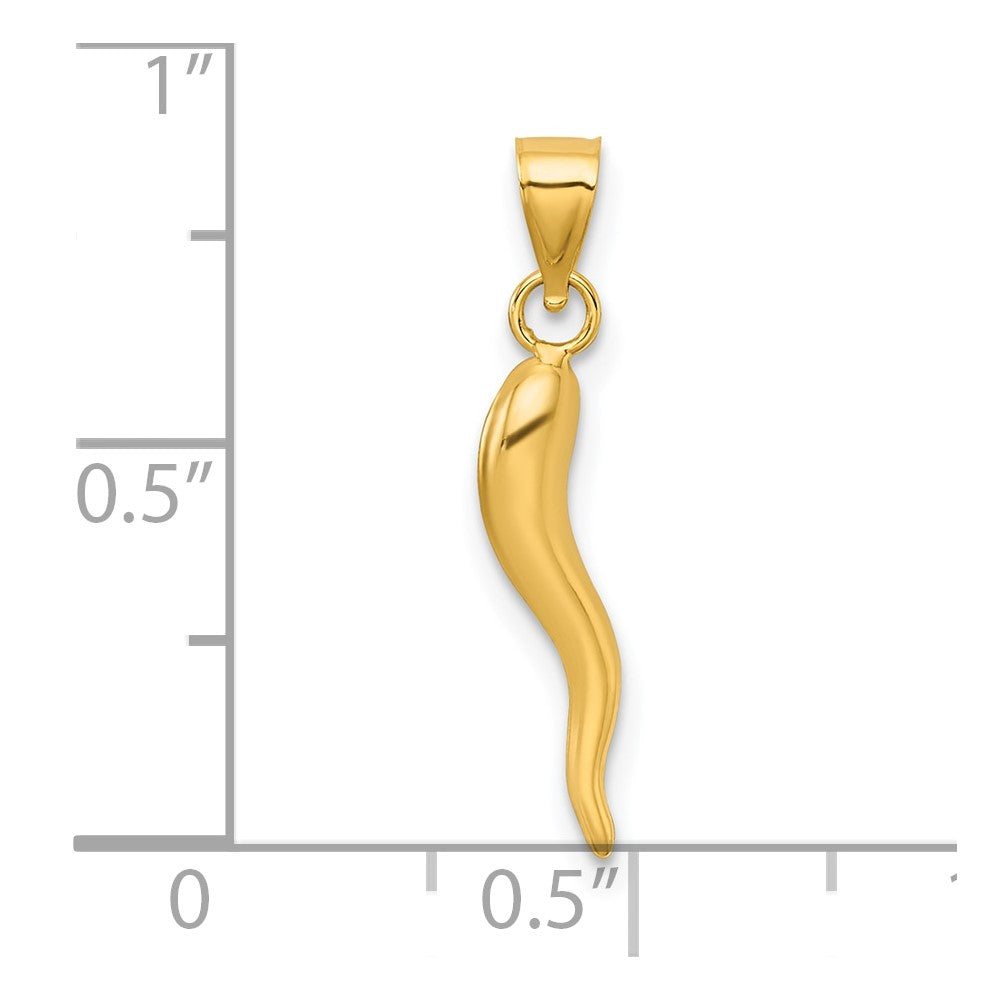14k Polished Hollowed Italian Horn Pendant