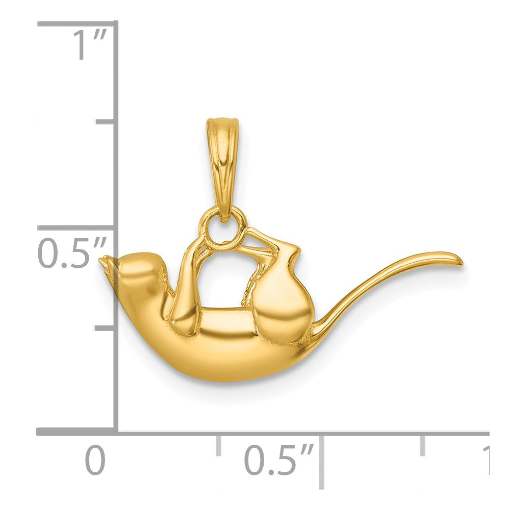 14k Polished 3-D Cat Hanging Charm