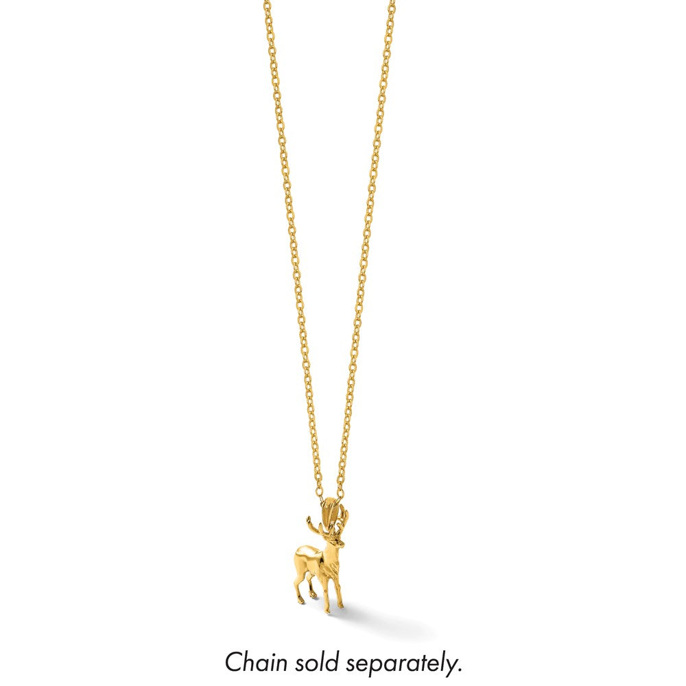 14k Polished 3-D Reindeer Charm
