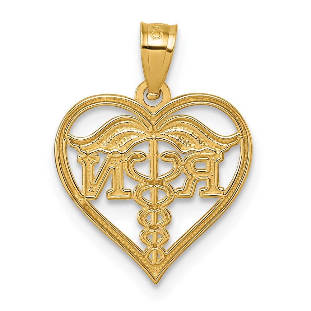 14k Polished And Textured RN Heart Pendant
