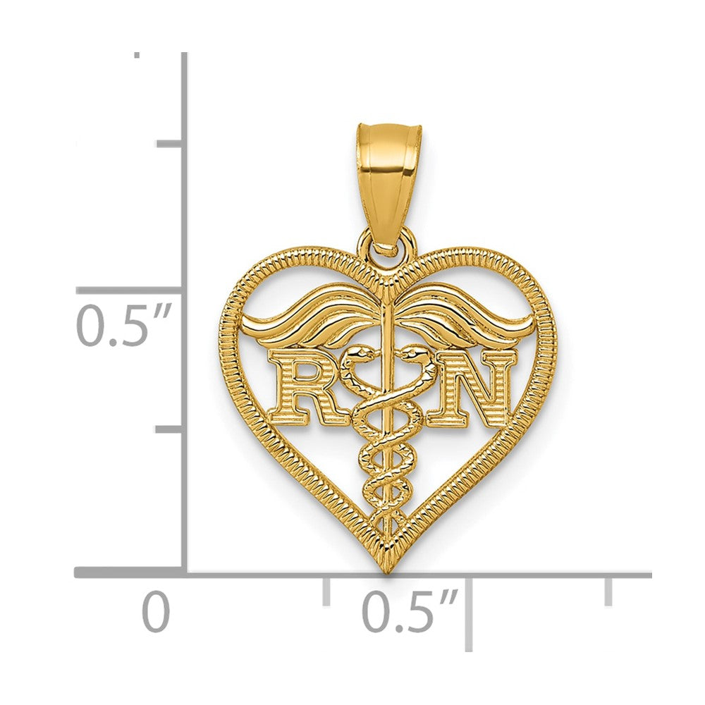 14k Polished And Textured RN Heart Pendant
