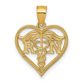 14k Polished And Textured RN Heart Pendant