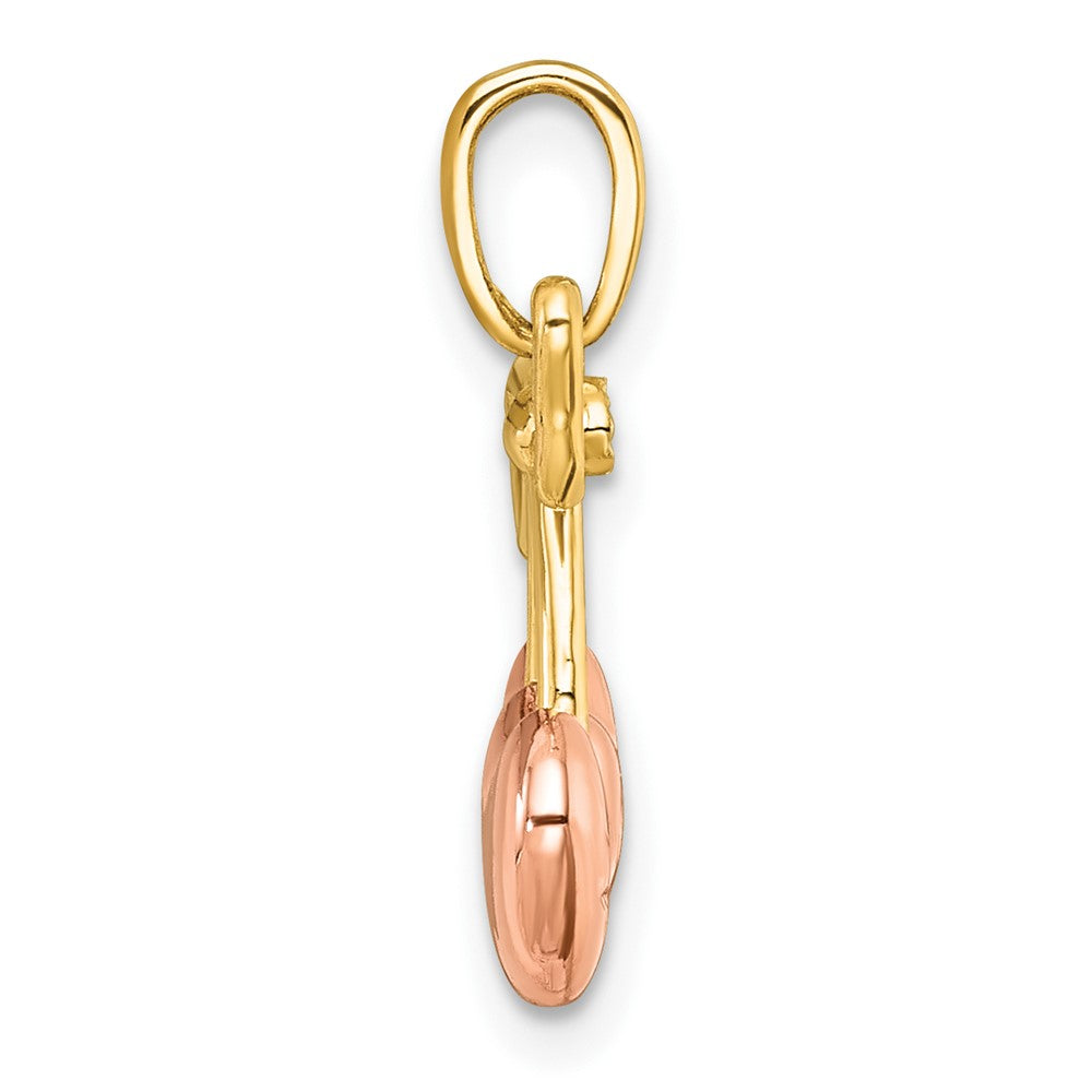 14k with White Rhodium and Rose-plating Polished Heart Cherries Charm