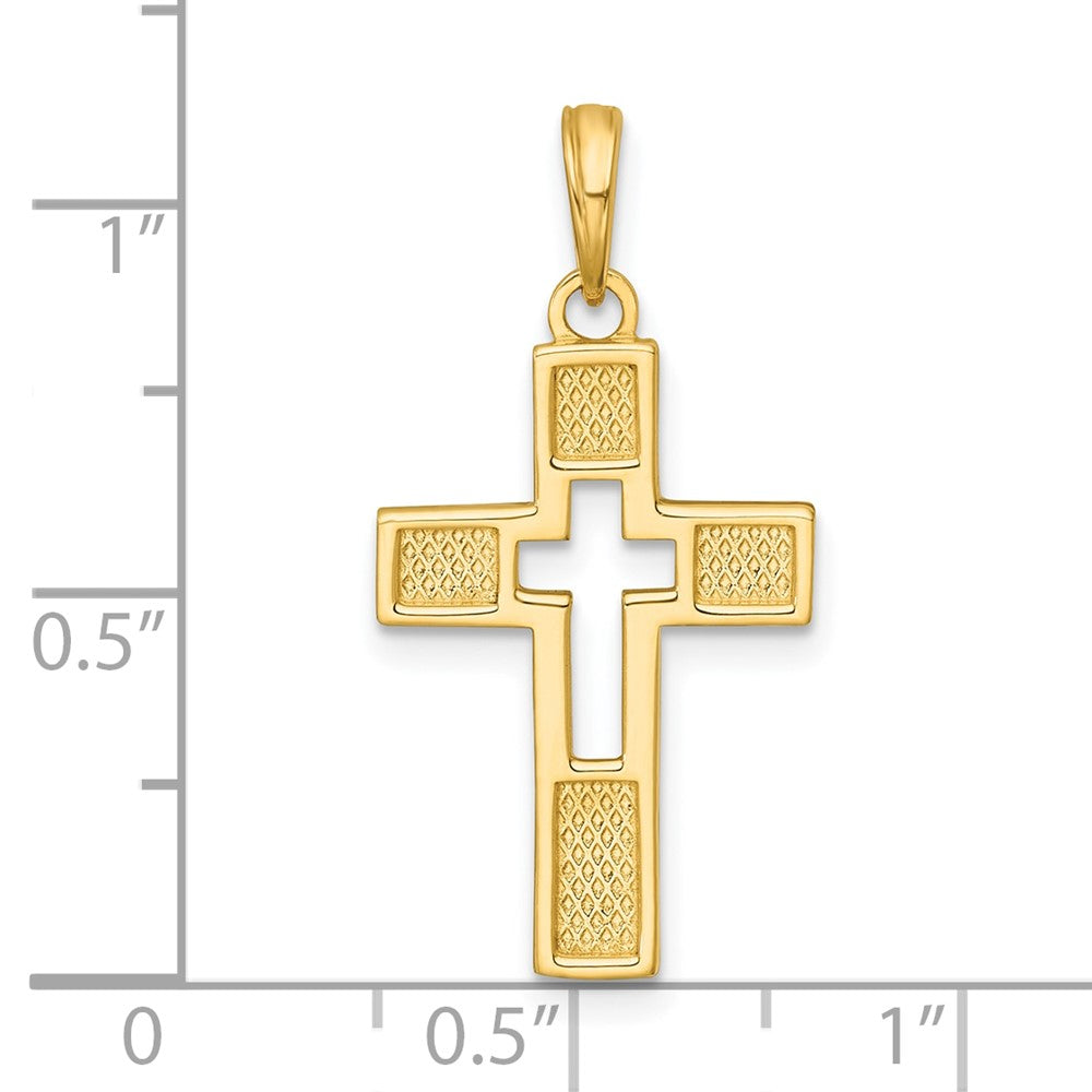 14K Polished Cut-Out Cross Charm