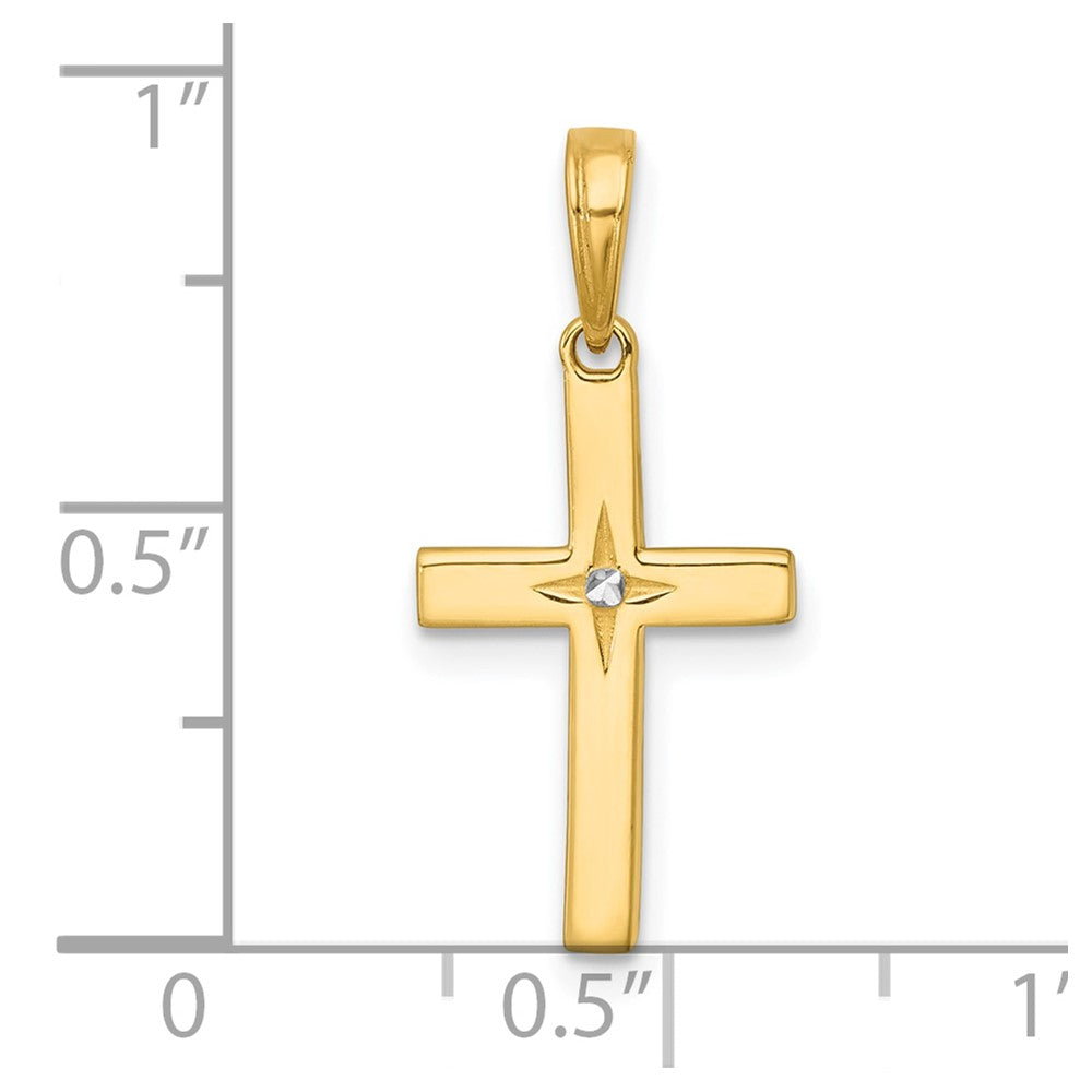 14K w/Rhodium D/C Cross Pendant