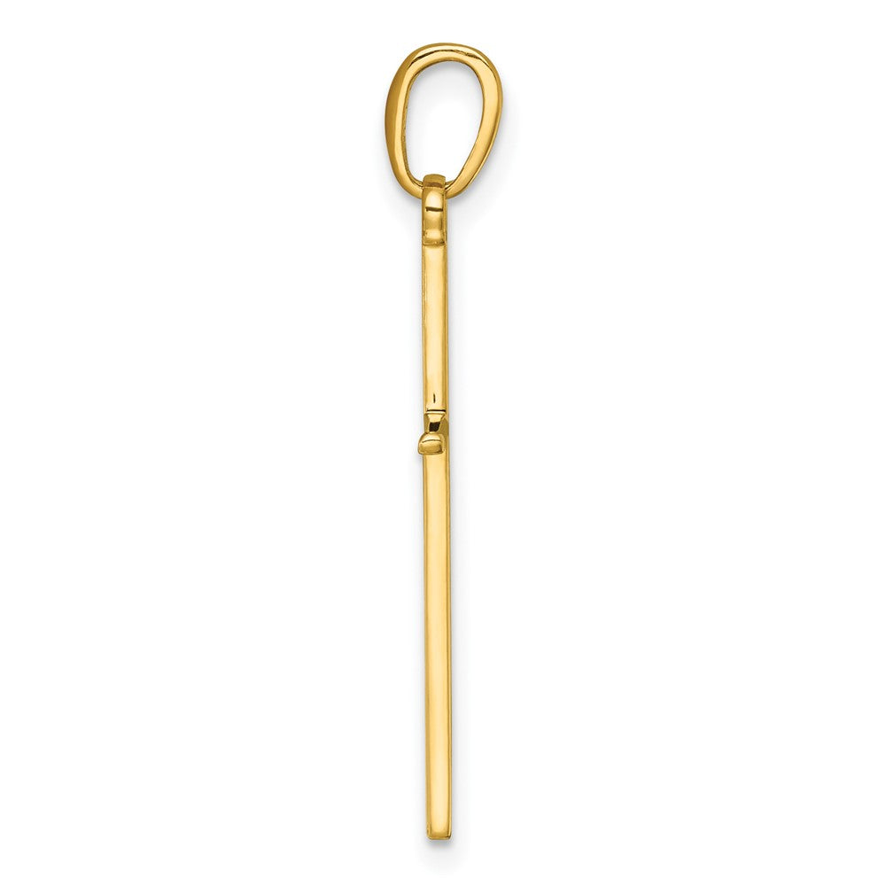 14K 3-D and Polished Stick Cross Charm