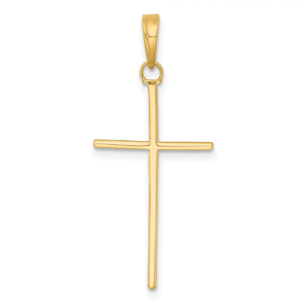 14K 3-D and Polished Stick Cross Charm