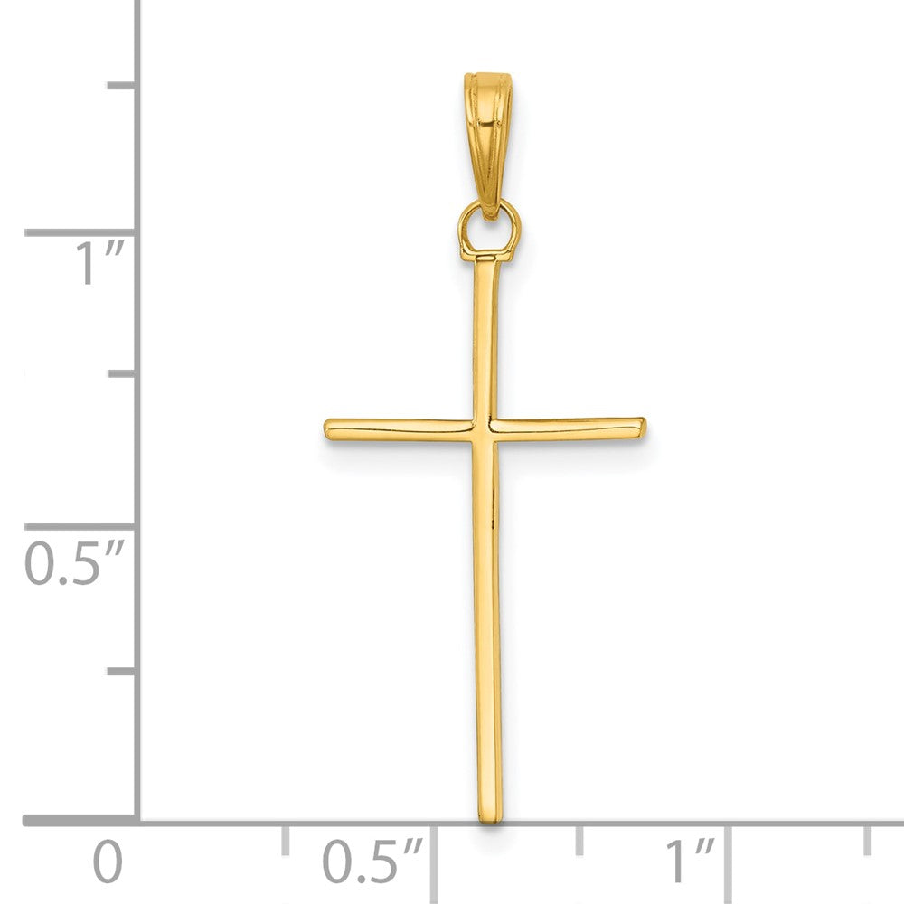 14K 3-D and Polished Stick Cross Charm