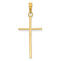 14K 3-D and Polished Stick Cross Charm