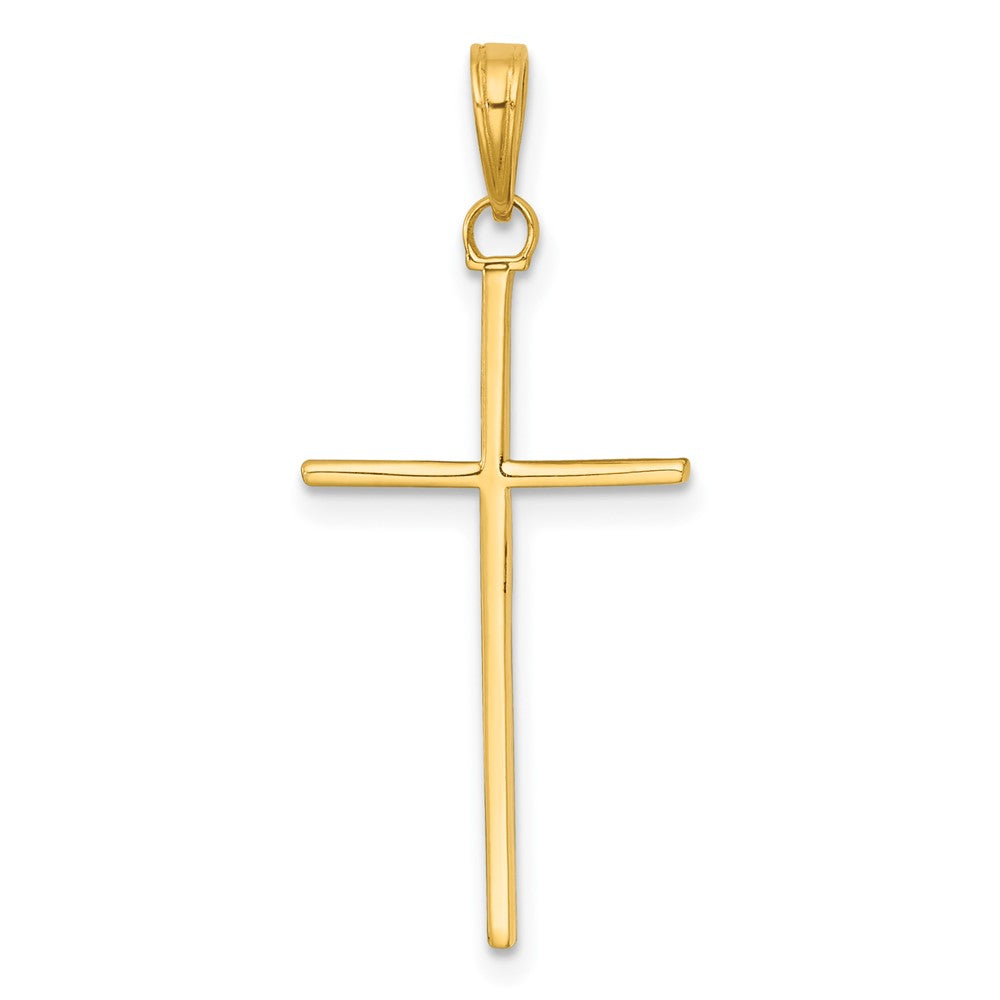 14K 3-D and Polished Stick Cross Charm