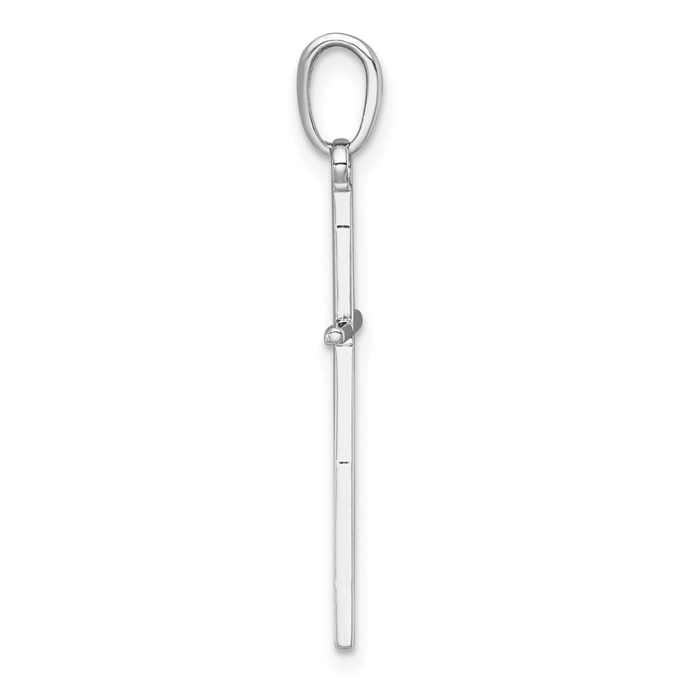 14K White Gold 3-D and Polished Stick Cross Charm