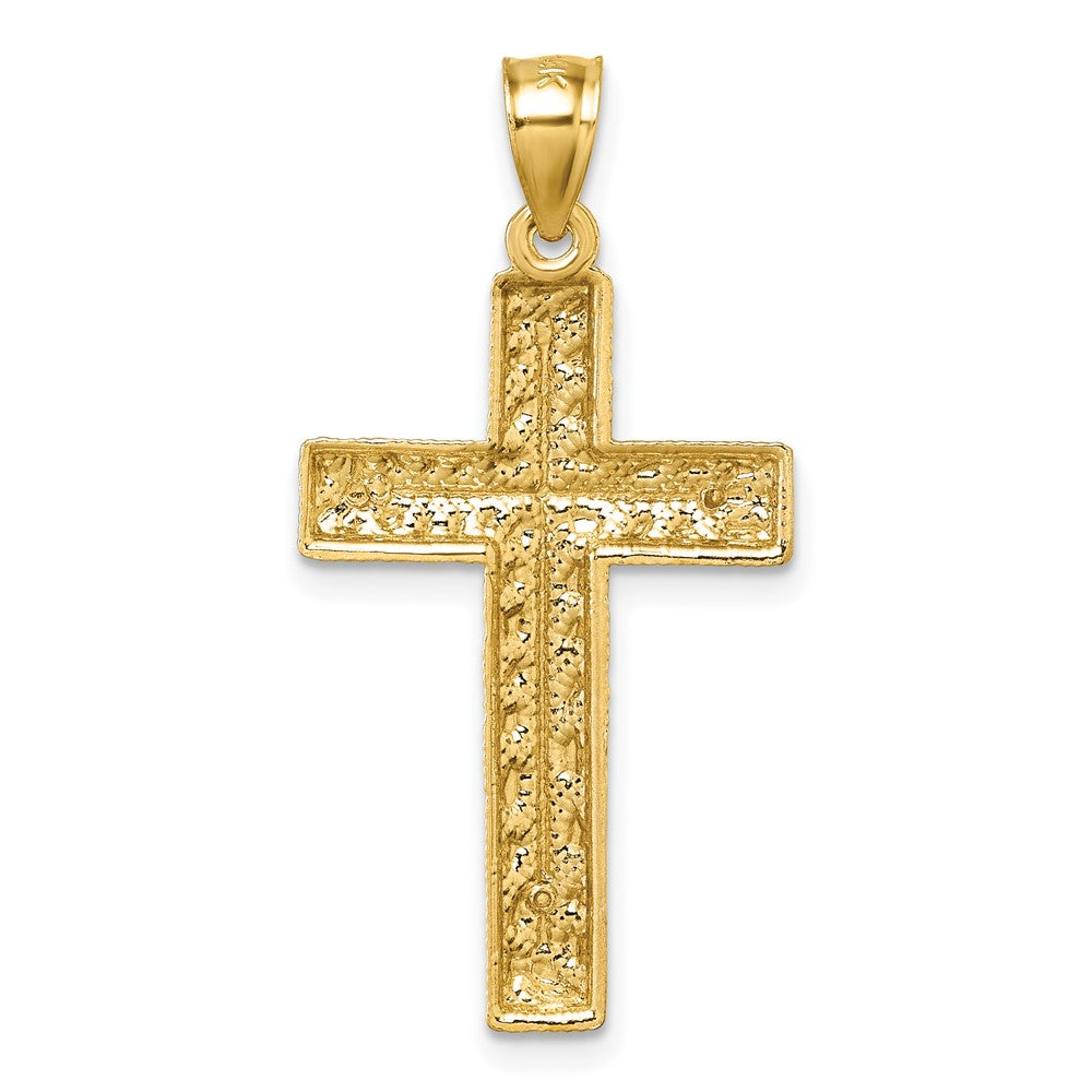 14k Polished Diamond-cut Textured Fancy Cross Pendant
