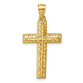 14k Polished Diamond-cut Textured Fancy Cross Pendant