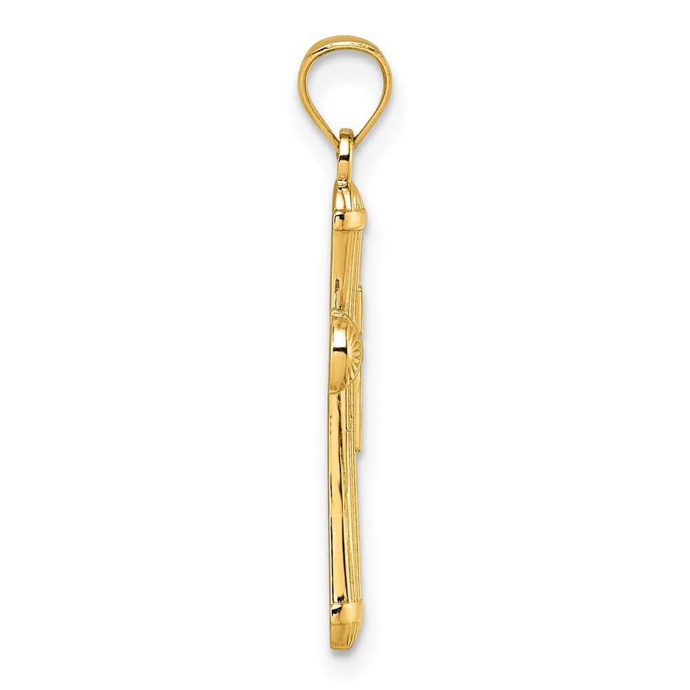 14k Polished and D/C Grooved Cross Pendant