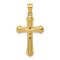 14k Polished and D/C Grooved Cross Pendant